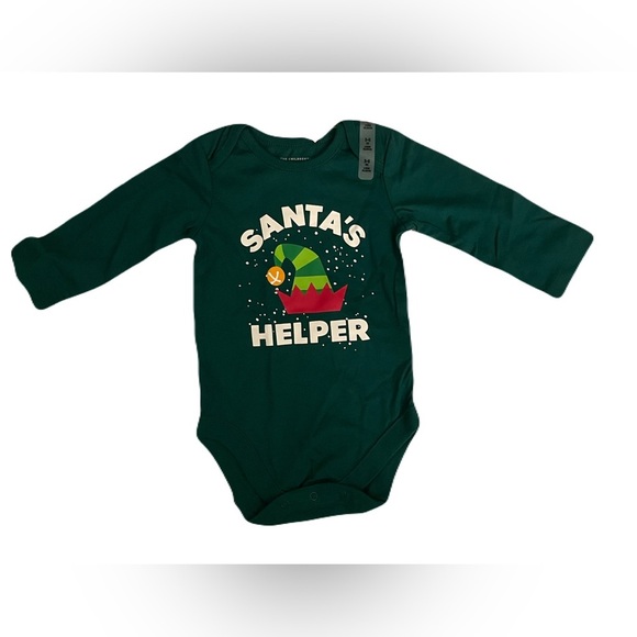 The Children's Place Green Santa's Helper Christmas Elf Bodysuit Onesie 3-6M NWT - Picture 1 of 4